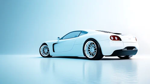 Sleek white sports coupe rendered in cool studio light.