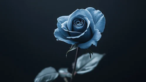 Blue Rose with Shallow Depth of Field on Monochromatic Background