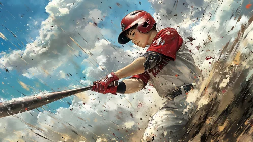 Dynamic baseball swing captured with painterly motion effects