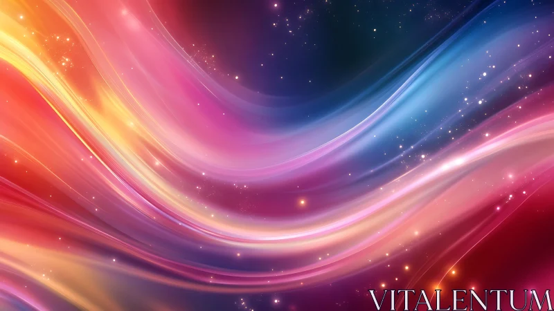 Multicolored light wave gradients with scattered particles.