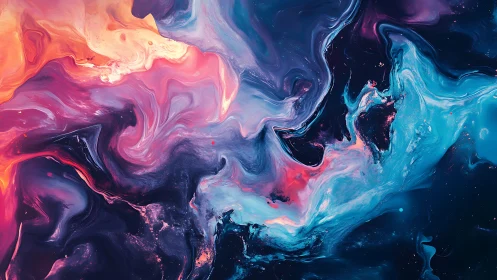 Nebulous cosmic currents swirl in luminous neon colors