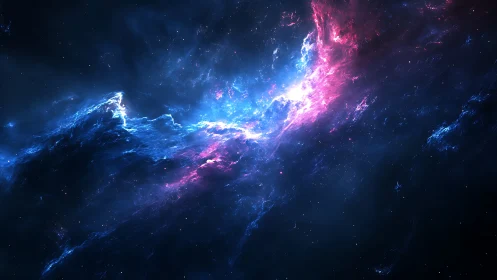 Glowing cosmic nebula in dreamy pink and blue starlight.
