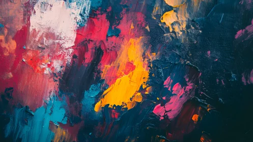 Bold abstract acrylic painting with vivid brushstrokes and texture.