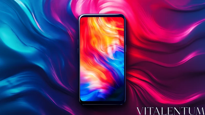 Bezel-less smartphone anchors neon fluid gradient lightscape
