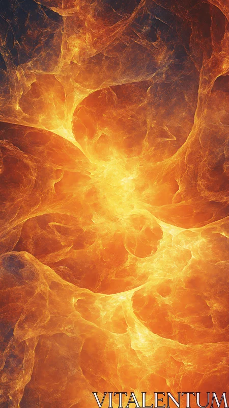 Molten solar nebula swirls in radiant golden eruption