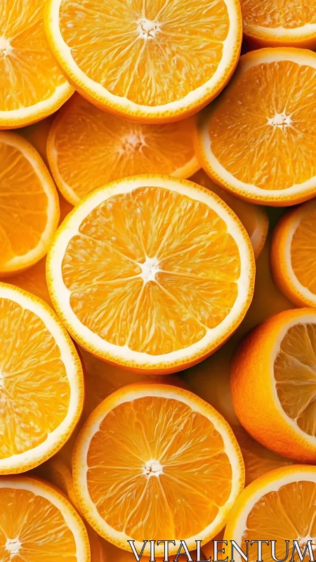 Glowing orange slices arranged in tight citrus pattern.