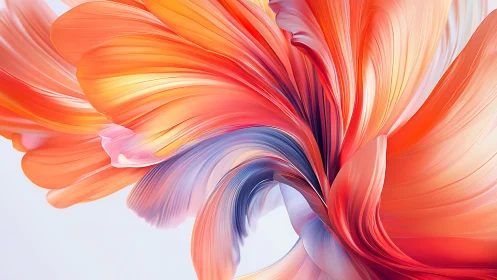 Digital floral vortex in vivid coral and lavender hues.