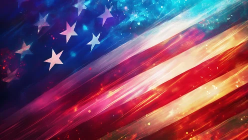Radiant American flag glowing with bold, hopeful color.