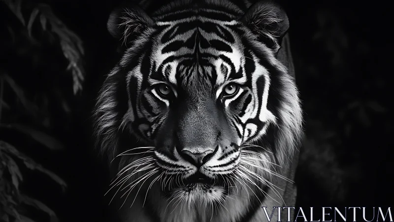 Quiet strength glows in the gaze of a striking wild tiger