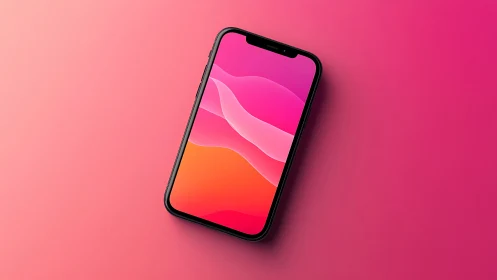 Modern smartphone with fluid gradient display wallpaper design