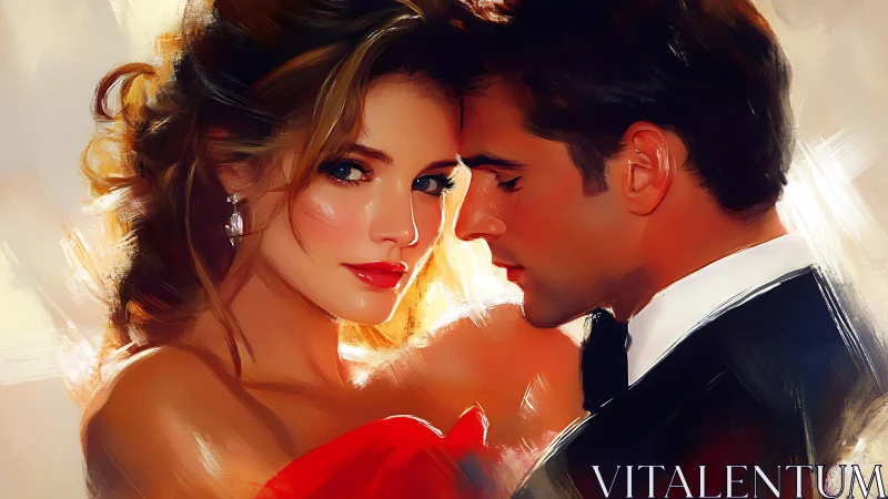 Romantic Couple Portrait Through Warm Golden Hour Light.