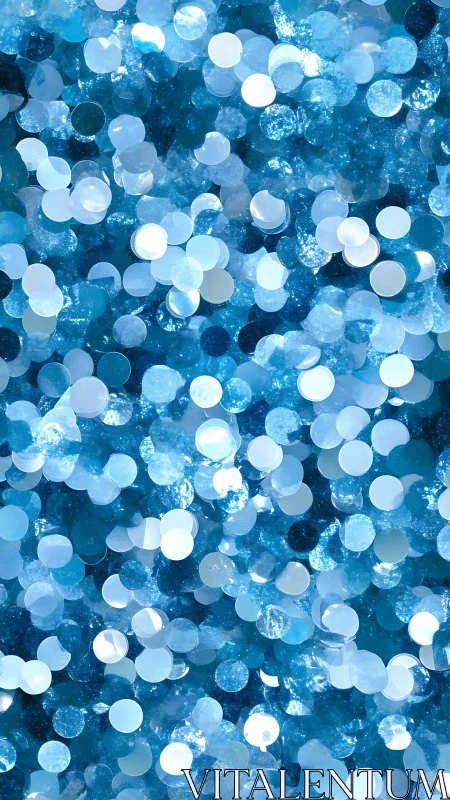 Glittering blue bokeh confetti drifts in a frosted dreamscape.