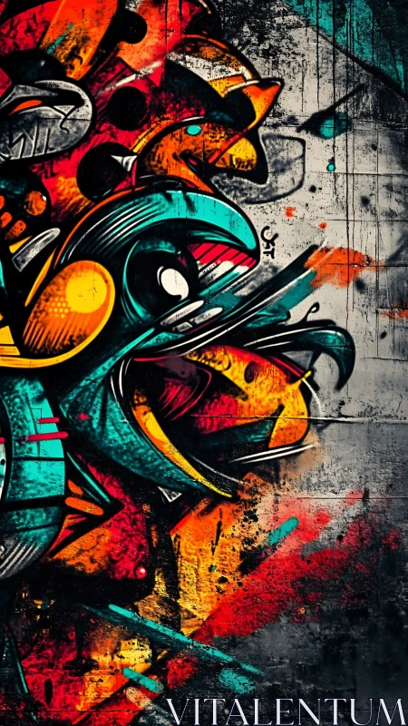 Explosive abstract graffiti creature erupts in neon color.
