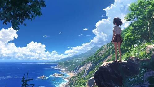 Summer cliffs trade secrets with a windswept seaside dreamer