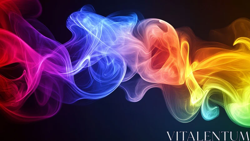 Color spectrum smoke waves form fluid neon ribbons