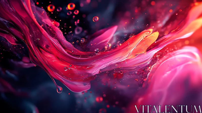 Fluid pink plasma ribbons form high-energy abstract liquid flow