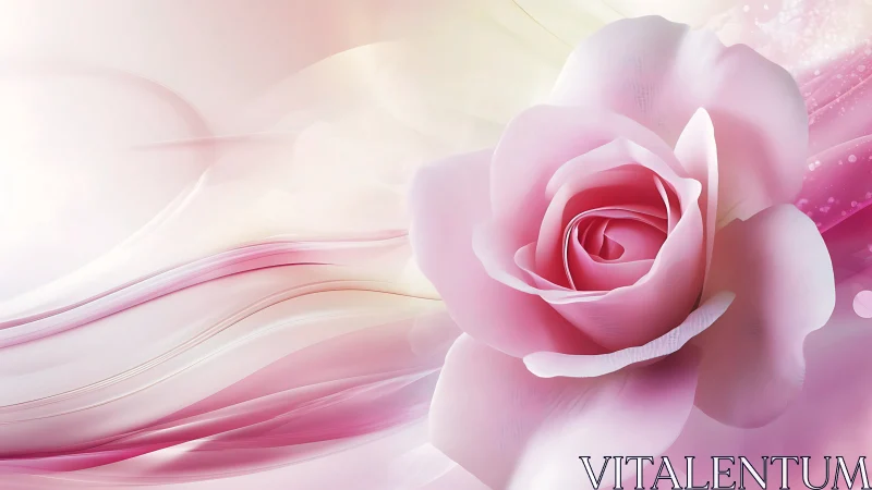 Dreamy Pink Rose in Soft Light Swirls.