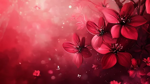 Radiant Red Blossoms Dancing in Dreamy Light.