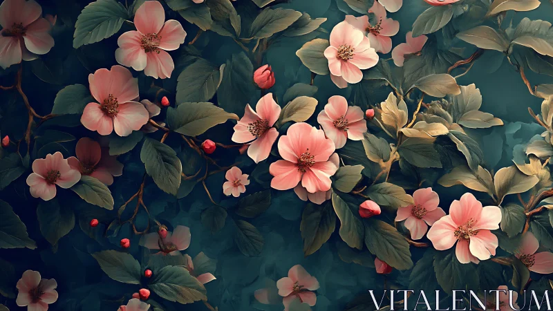 Botanical Garden Composition with Blush Blossoms.