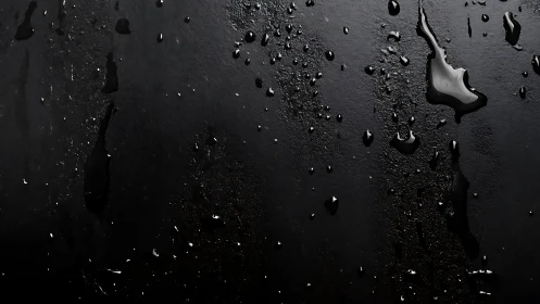 Midnight water droplets scattered on a dark surface.