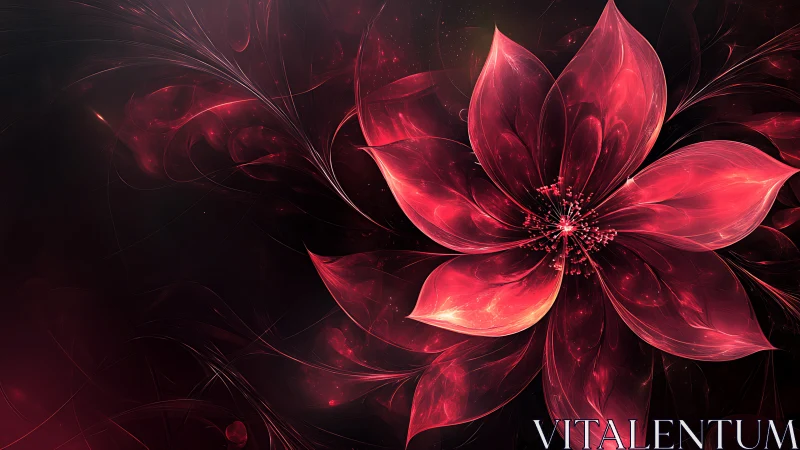 Red fractal flower rendered with glowing translucent petals