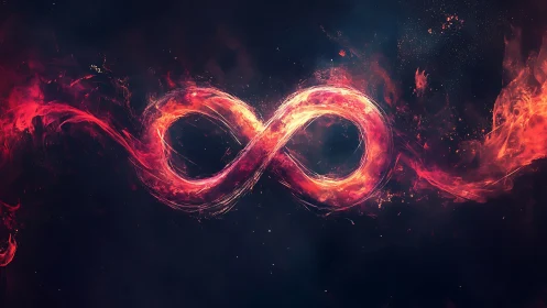 Fiery luminous infinity symbol twists across cosmic void