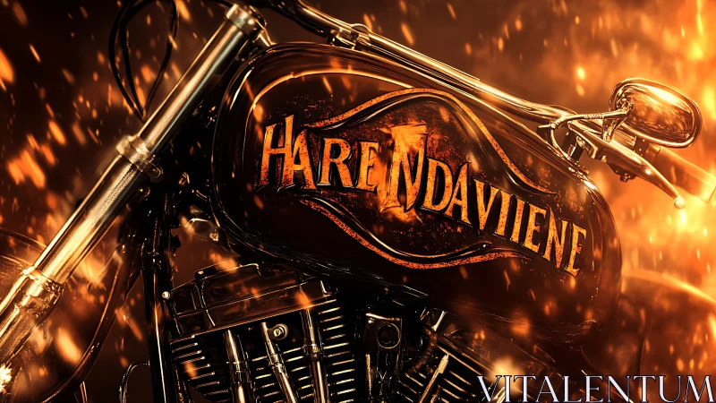 Custom chopper tank with molten typography in ember storm.