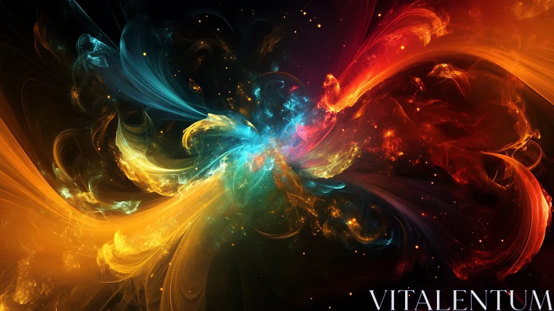 Cosmic energy streams collide in swirling nebulae of light.