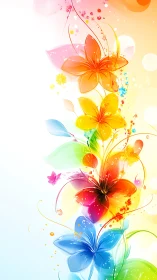 Vibrant Cascading Flowers with Rainbow Gradient