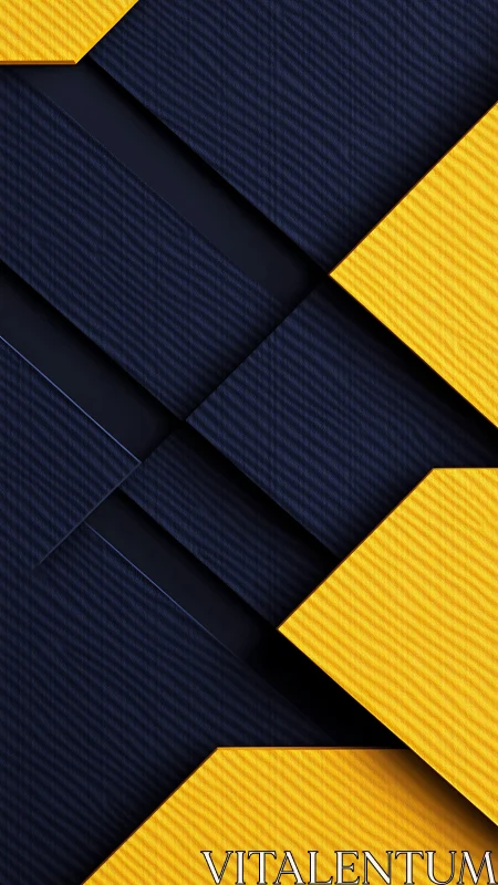 Diagonal navy and yellow layered geometric textile panels