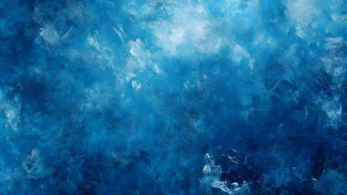 Deep Blue Abstract Texture with Expressive Brushstrokes Painting.