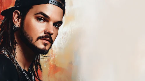 Digitally painted male portrait shows sharp detail and soft bokeh