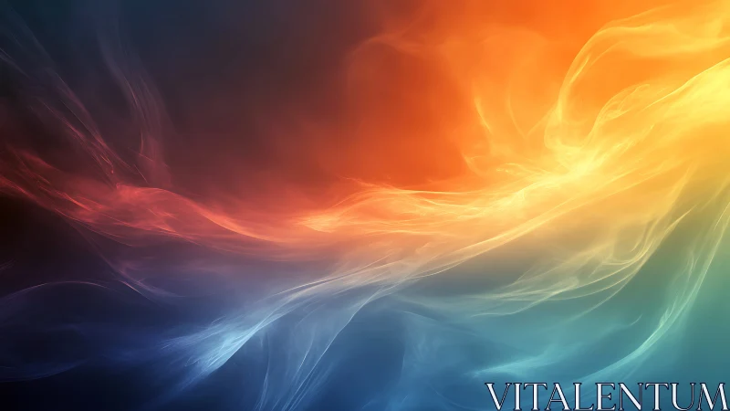 Flowing gradient abstract composition with warm to cool chromatic transition