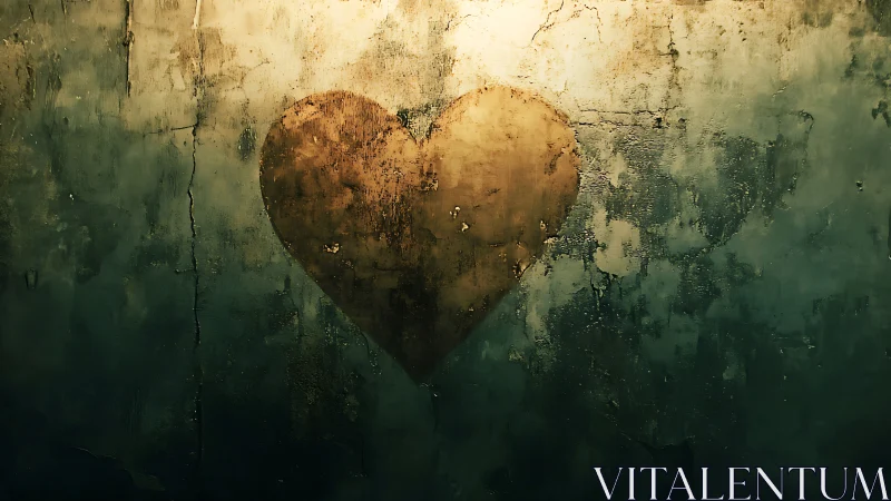 Rustic heart corroded weathered wall. Decay.