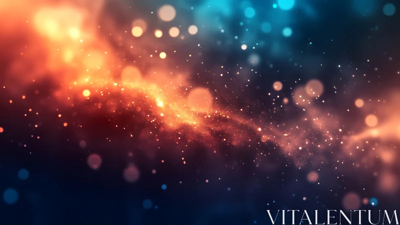 Bicolor nebula corridor rendered in high-contrast bokeh field