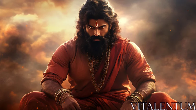 Fierce ascetic warrior in blazing cinematic aura.