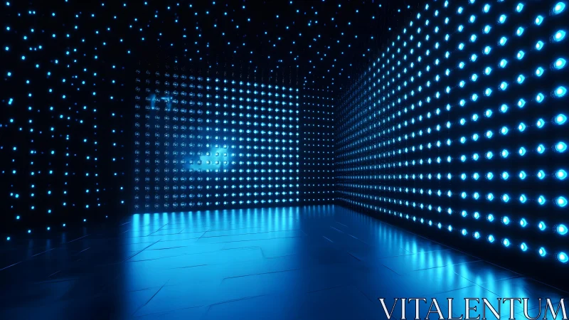 Futuristic LED Room with Blue Lights and Digital Ambience.