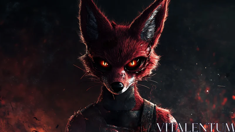 Ember-eyed fox sentinel studies the viewer through sparks