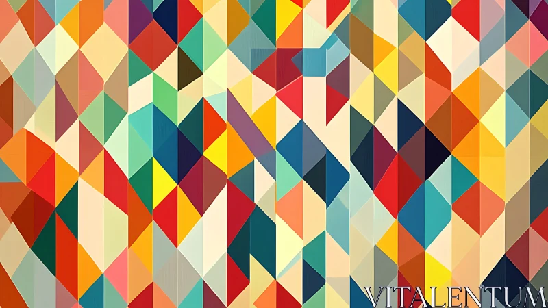 Geometric diamond grid constructs layered prismatic color fields