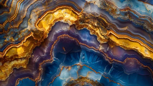 Dreamy geode waves in sapphire, amber, and violet layers.