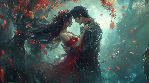 Emerald Embrace: A Dance of Thorns and Crimson Whispers.
