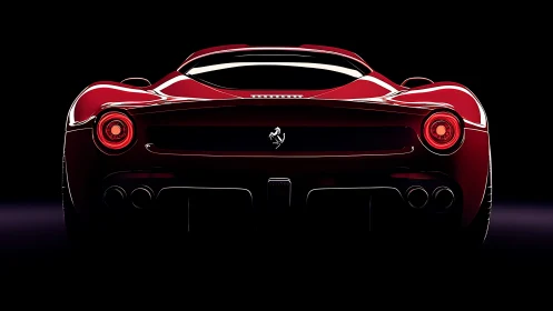 Sleek red supercar glows with bold curves in the dark