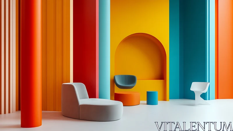Colorful Modern Space with Bold Geometric Design.