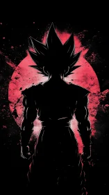 Shadow warrior crowned in crimson cosmic eclipse.