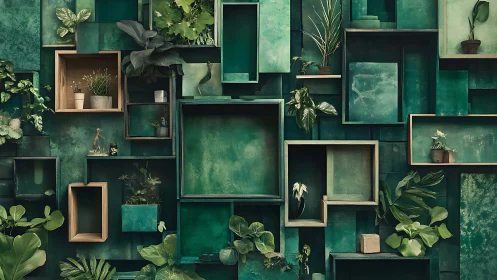 Verdant wall of shelves turns simple plants into quiet art