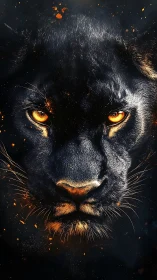 Luminous Eyes of Power: A Black Panther's Fierce Gaze.