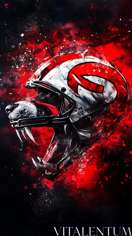 Ferocious football helmet merges with roaring panther head