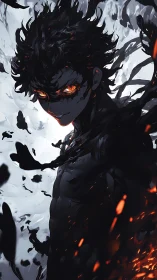 Dark flame-eyed character in swirling black energy form.