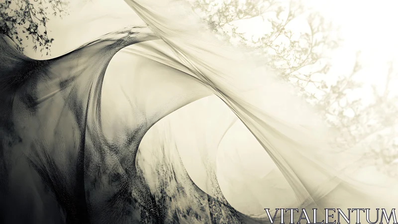 Ethereal tensile forms with sepia tonal atmospheric diffusion.