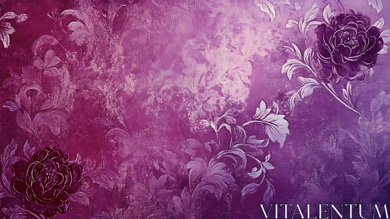 Purple Floral Botanical Gradient Textured Background Art